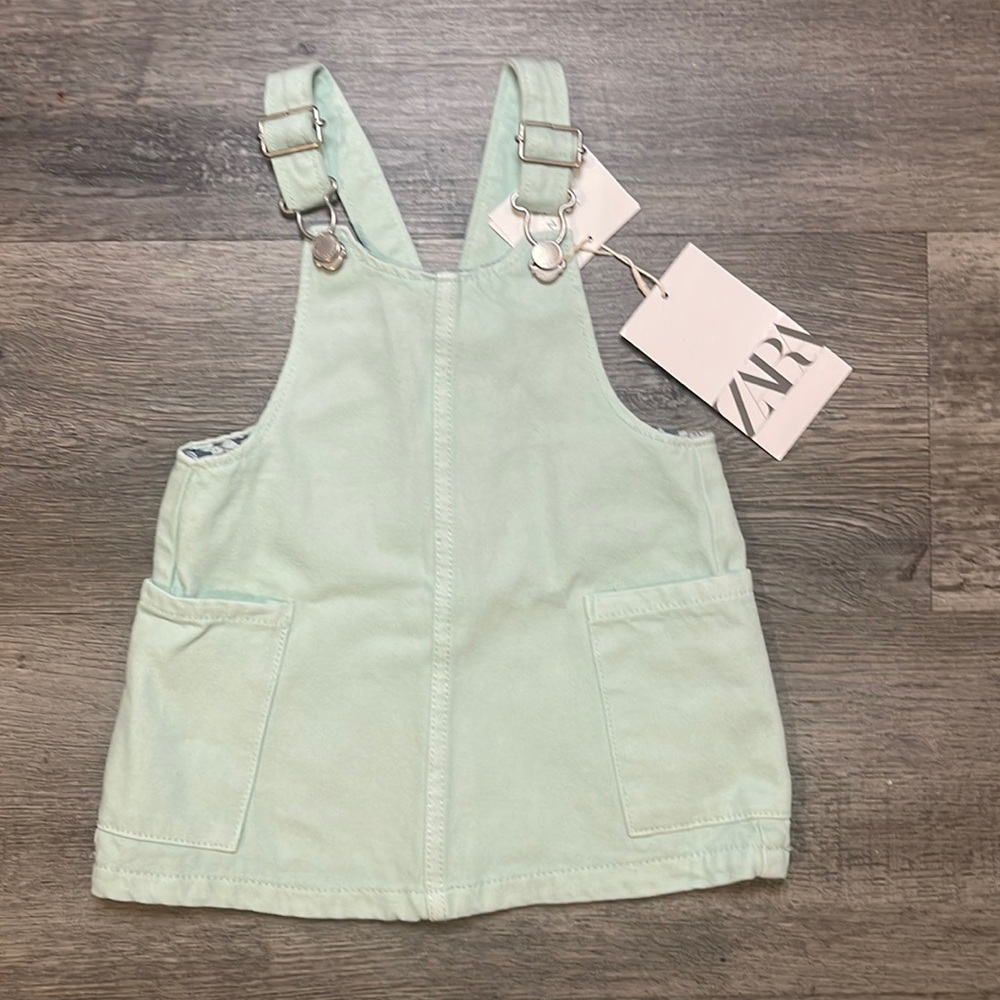 Zara Kids Jean Overall Dress, Green